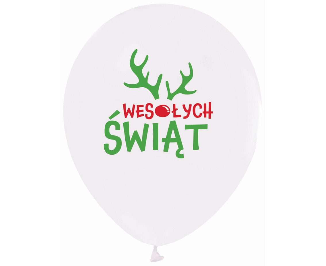 Balloons Wesolych Swiat (with antler), 12"/ 5 pcs.