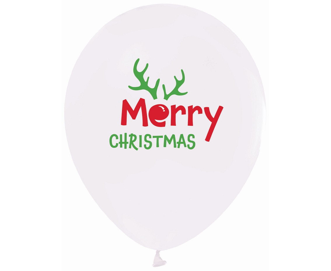 Balloons Merry Christmas (with antler), 12"/ 5 pcs.