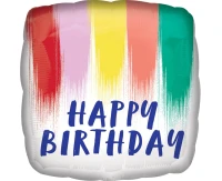 Foil balloon 18" SQR "Happy Birthday" Paint, packed EOL