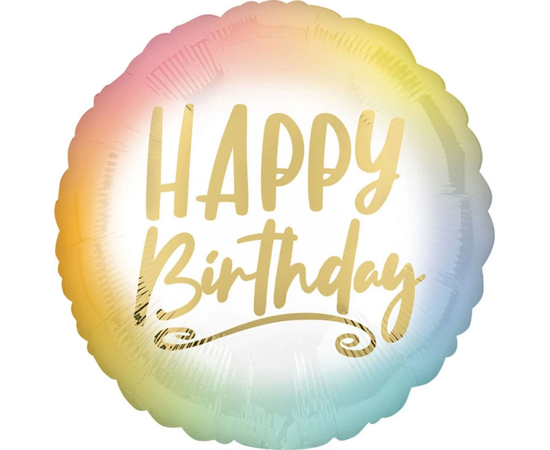 Foil balloon 18" CIR "Happy Birthday" Ombre, packed EOL
