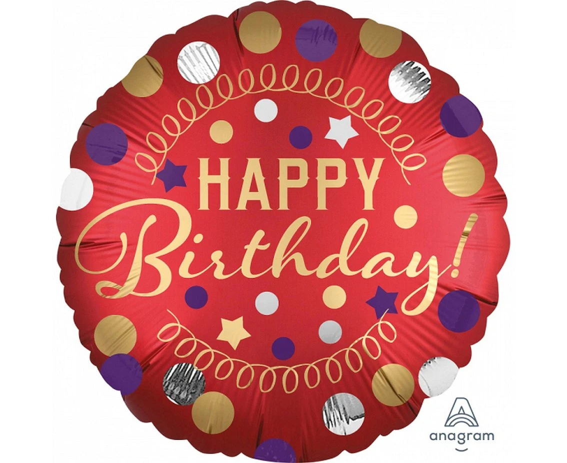 Foil balloon SHP XL "Happy Birthday" Red Satin Party, packed EOL