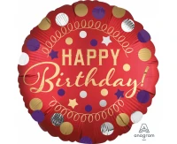 Foil balloon SHP XL "Happy Birthday" Red Satin Party, packed EOL