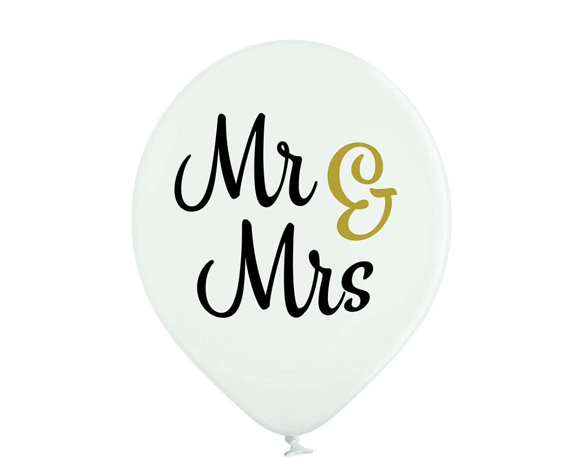 Balloons Belbal 12", D11, mr & mrs white, 6pcs