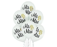 Balloons Belbal 12", D11, mr & mrs white, 6pcs