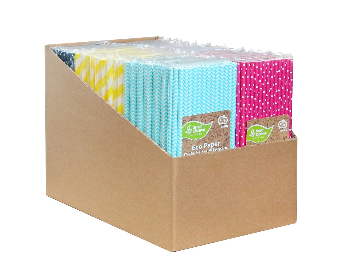 Paper straws, mix , 6x197mm, 40 pcs. - display (35 psc) EOL