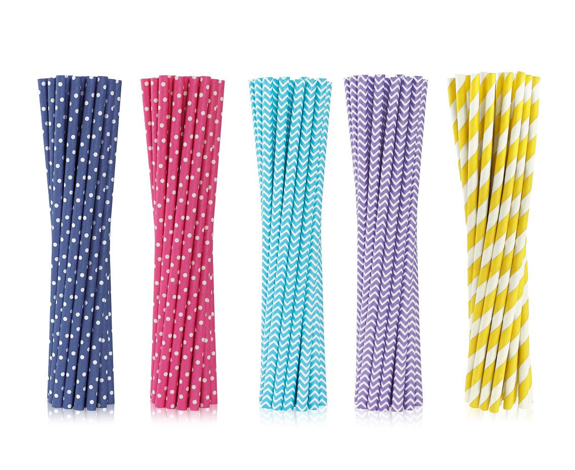 Paper straws, mix , 6x197mm, 40 pcs. - display (35 psc) EOL