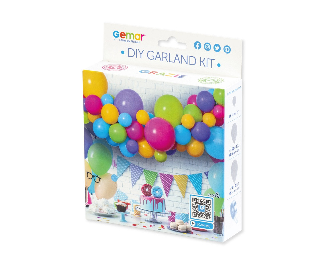 Balloons Gemar, diy garland colorful + tape, 65pcs