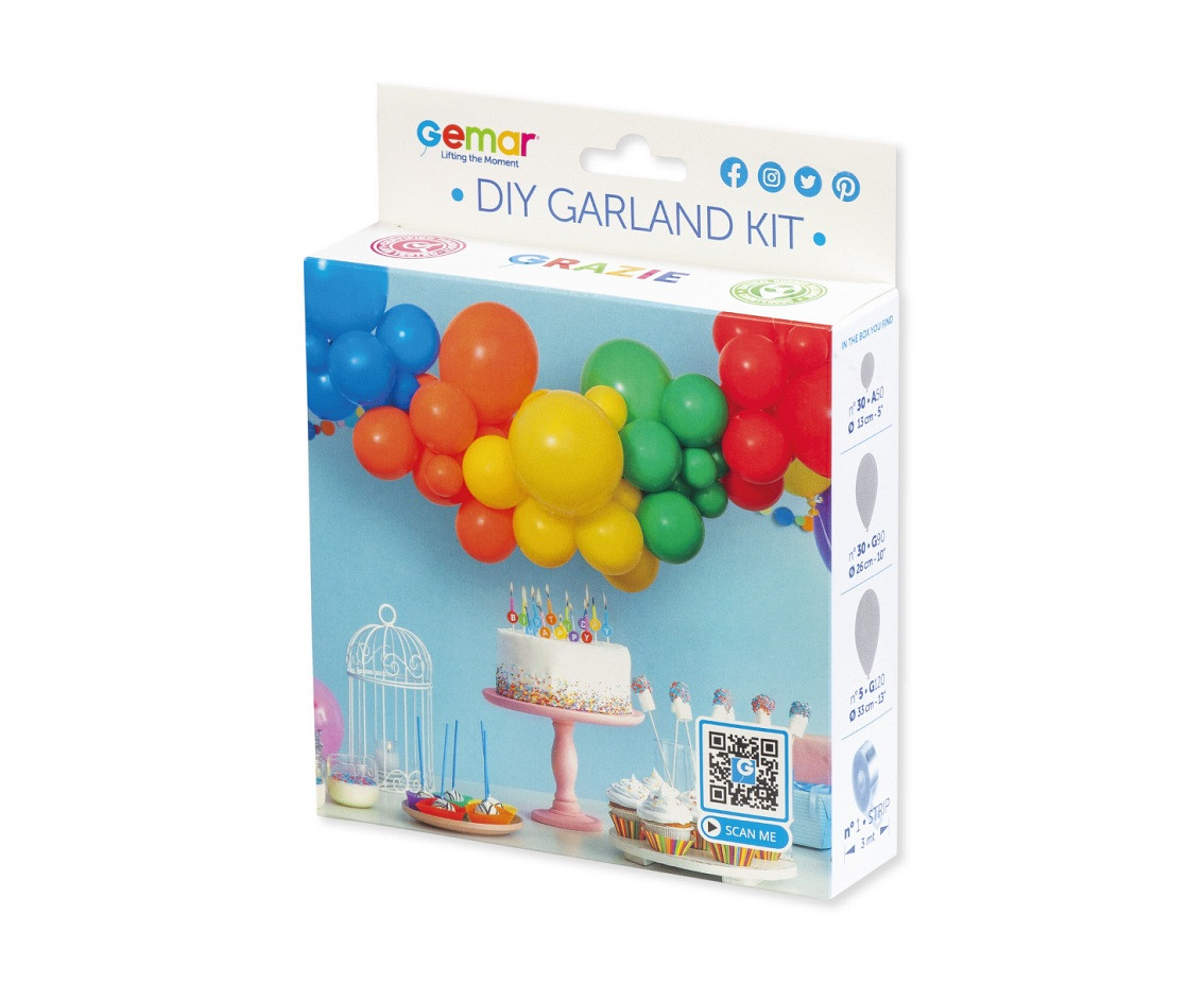 DIY balloon garland Rainbow, 65 balloons + tape