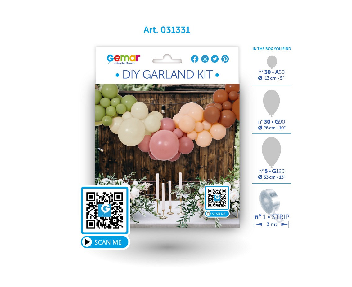 Balloons Gemar, diy garland boho + tape, 65pcs