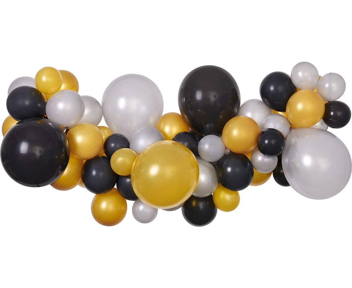 DIY balloon garland silver-gold-black, 65 balloons + tape