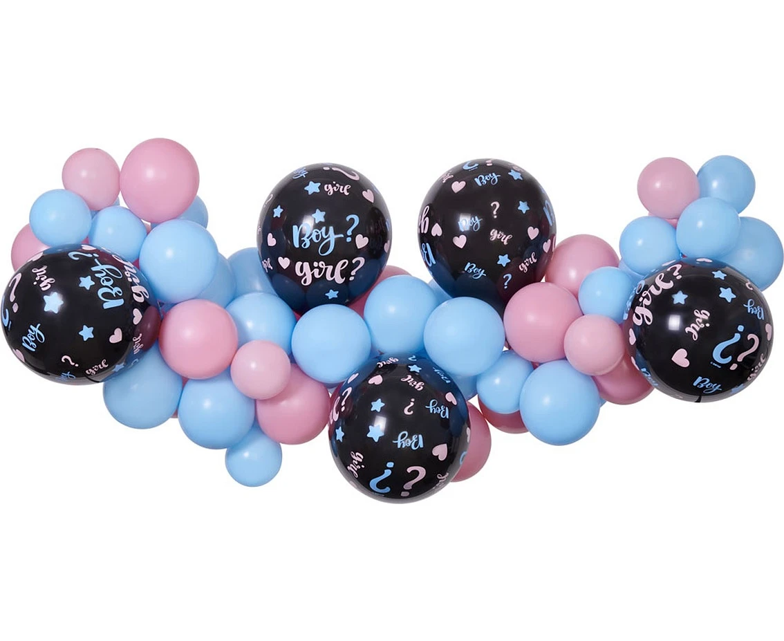 DIY balloon garland He or She, 65 balloons + tape