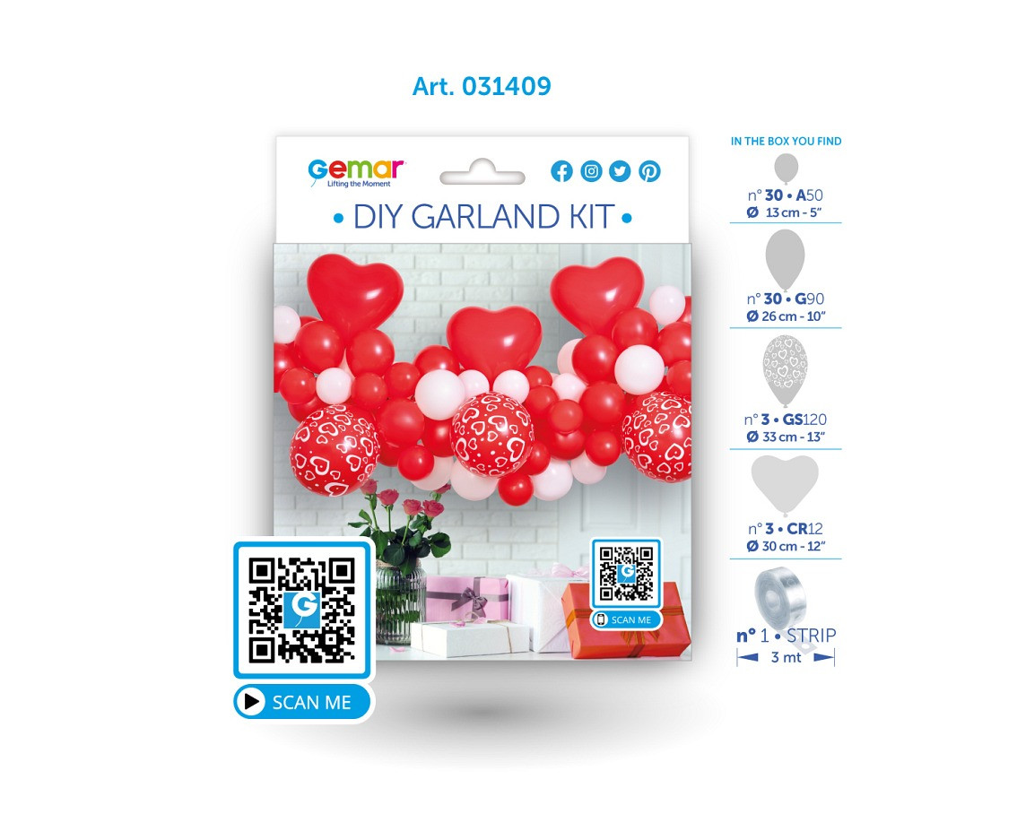 Balloons Gemar, diy garland love + tape, 65pcs
