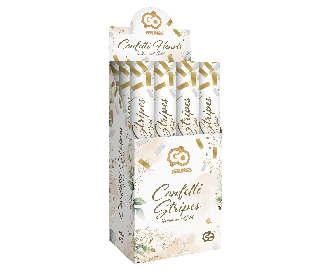 Canon confetti B&C Gold and white paper stripes / 40cm