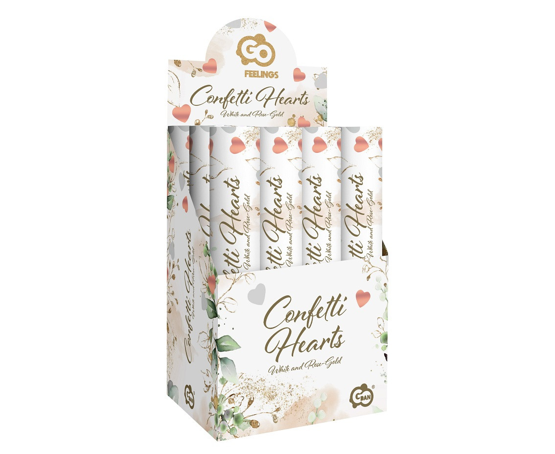 Canon confetti Hearts, rose gold and white, paper-foil / 30cm