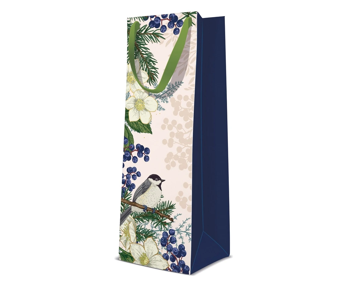 PAW Wine gift bag Christmas Sparrow, 12x10x37 cm EOL