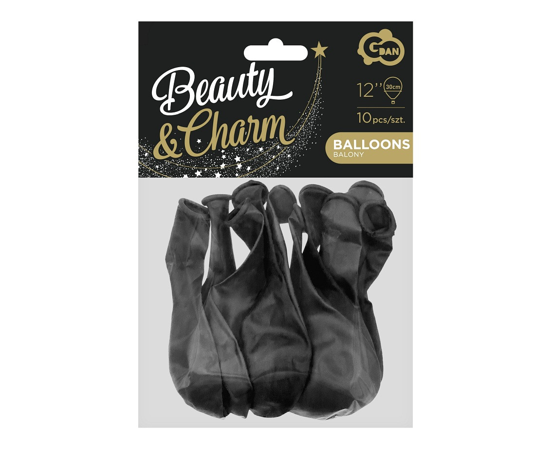 Balloons B&C 12", metallic black, 10pcs