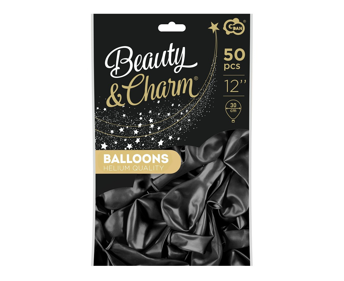 Balloons B&C 12", metallic black, 50pcs