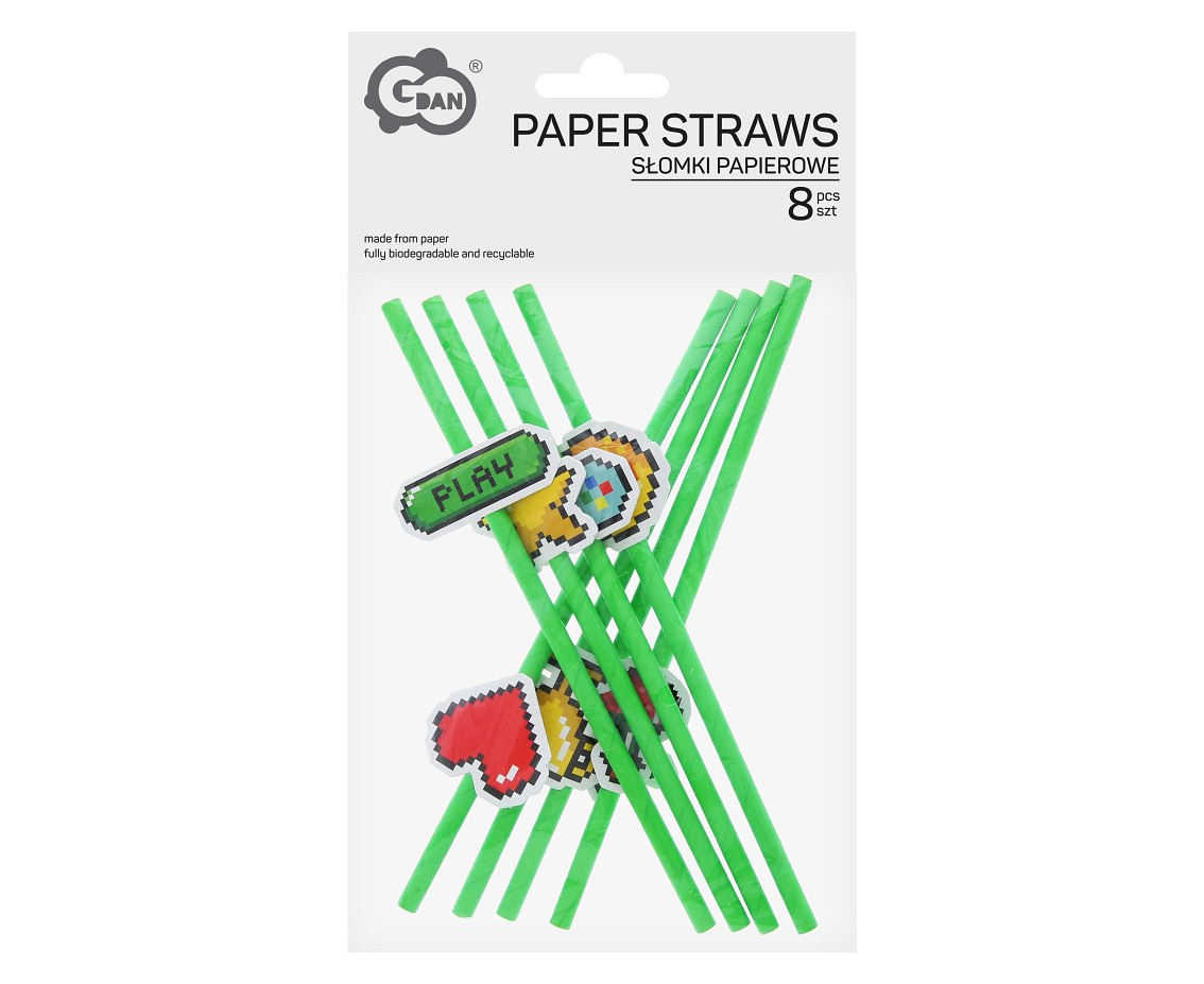 Paper straws Game On, 8 pcs