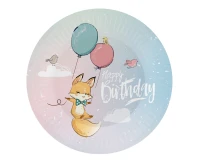 Paper plates Happy Birthday collection - Fox, 18 cm, 6 pcs. EOL