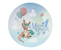 Paper plates 1st Birthday collection - Kangaroo, 18 cm, 6 pcs. EOL