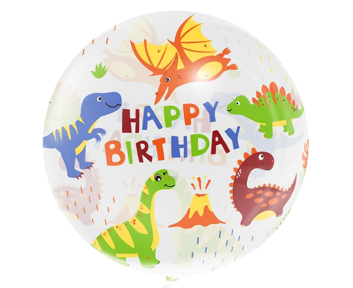 Aqua - crystal balloon Happy Birthday (dinosaurs), 20" EOL