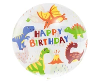 Aqua - crystal balloon Happy Birthday (dinosaurs), 20" EOL