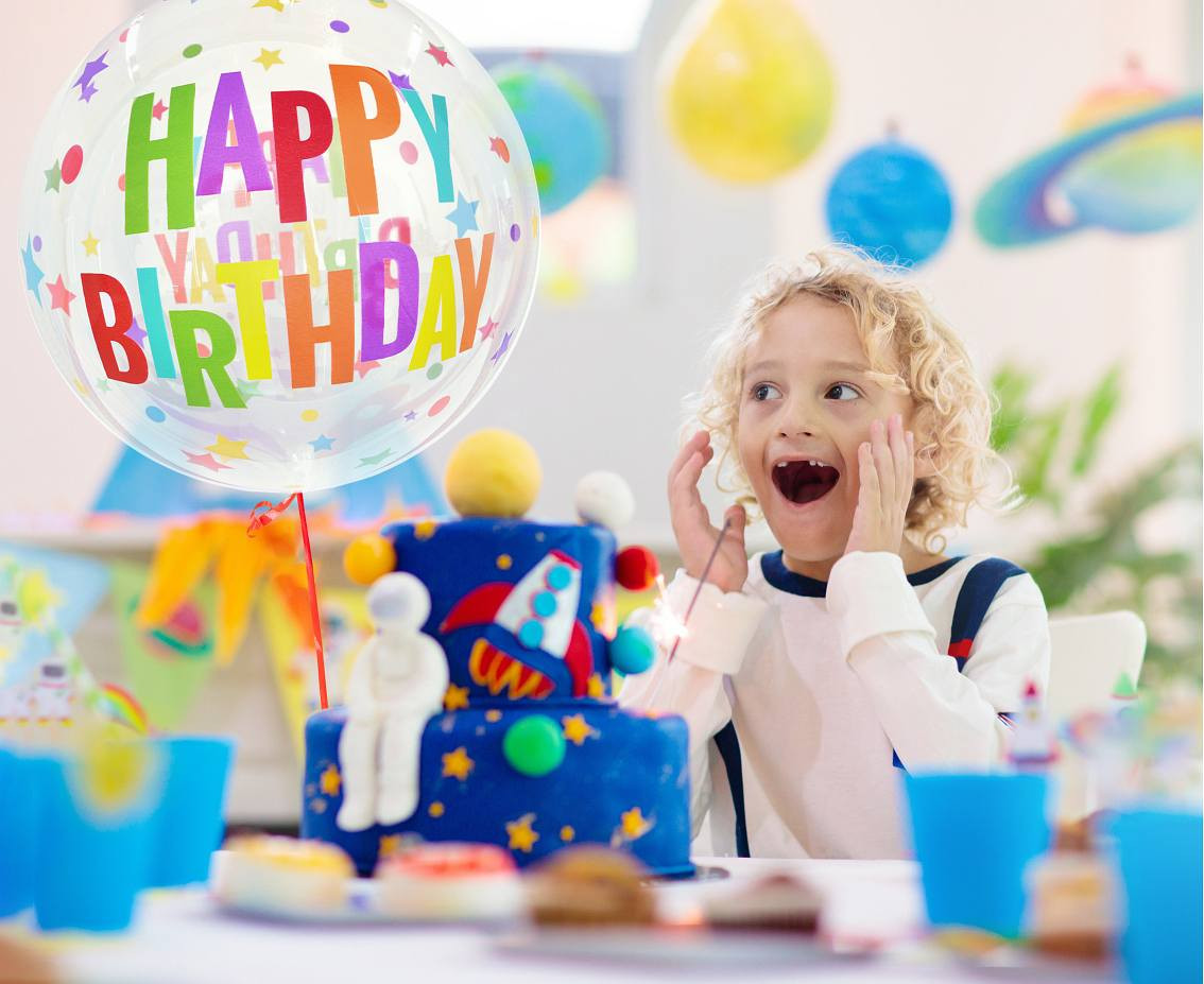 Aqua - crystal balloon Happy Birthday (stars), 20" EOL