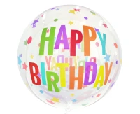 Aqua - crystal balloon Happy Birthday (stars), 20" EOL
