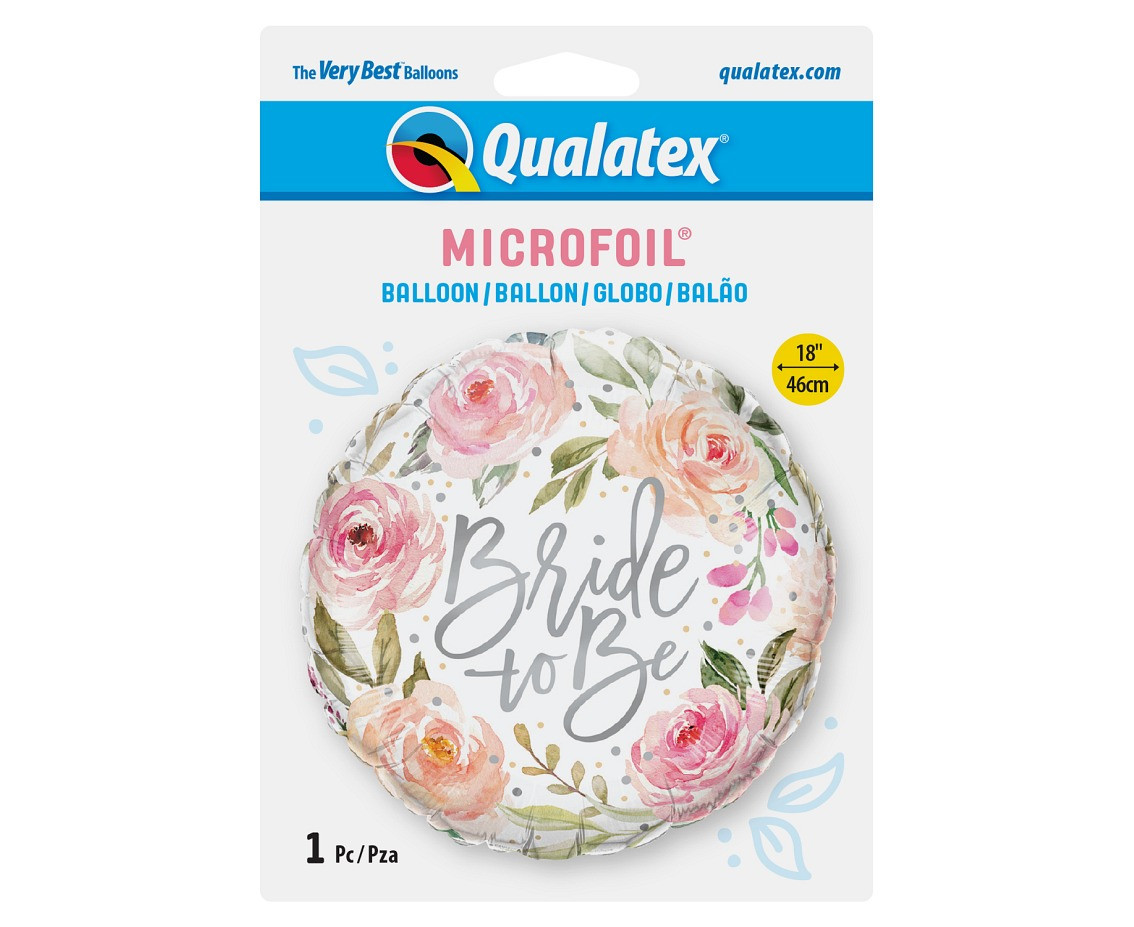 Foil balloon 18" QL RND "Bride to be" Watercolor Roses EOL