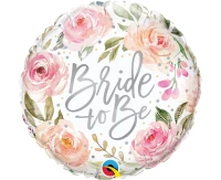 Foil balloon 18" QL RND "Bride to be" Watercolor Roses EOL
