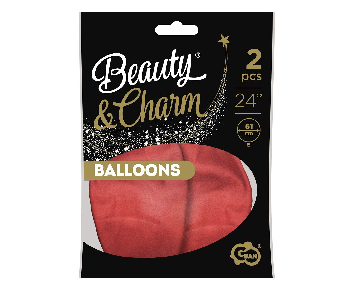 Balloons B&C 24", platinum light red, 2pcs
