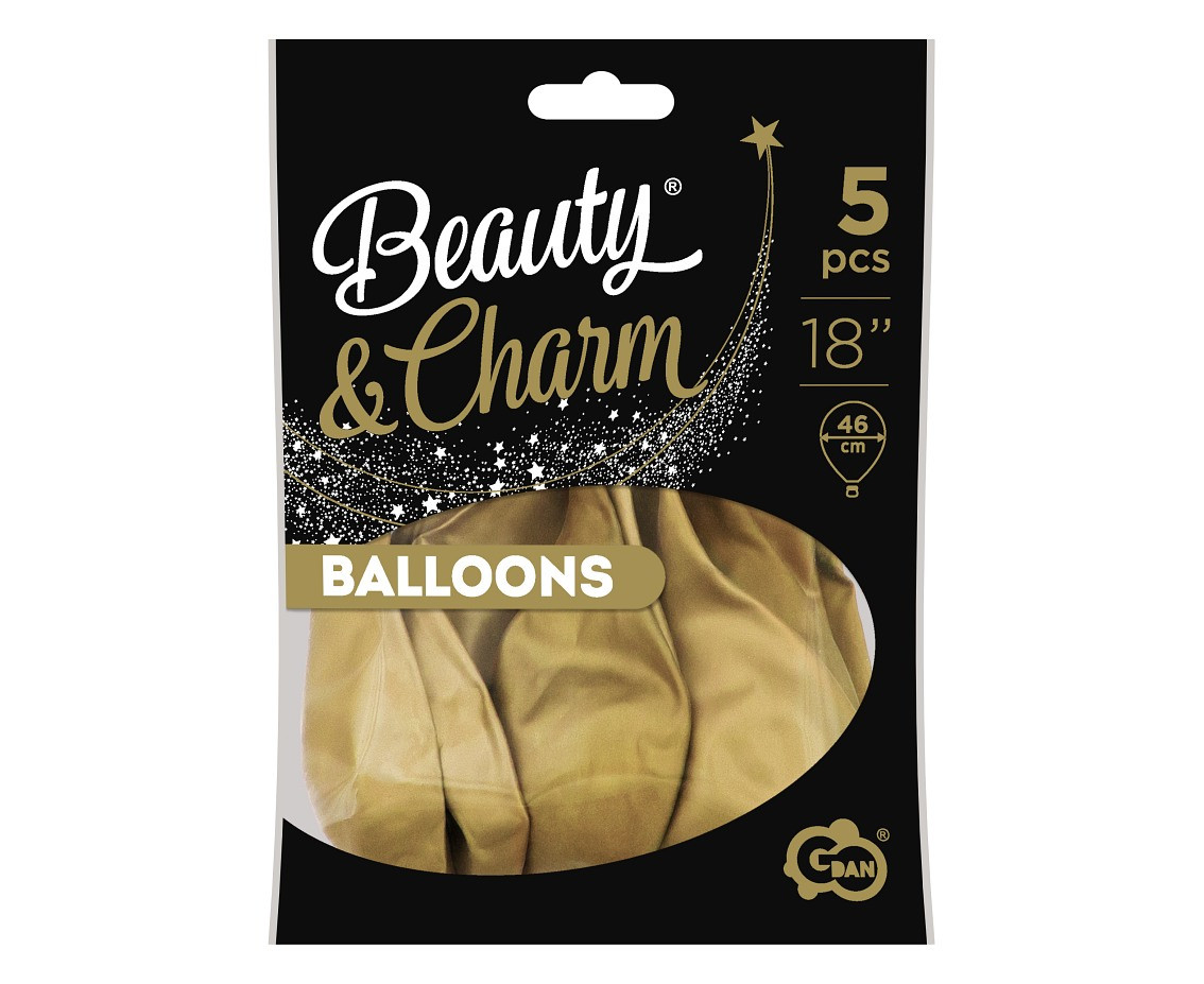 Balloons B&C 18", platinum light gold, 5pcs