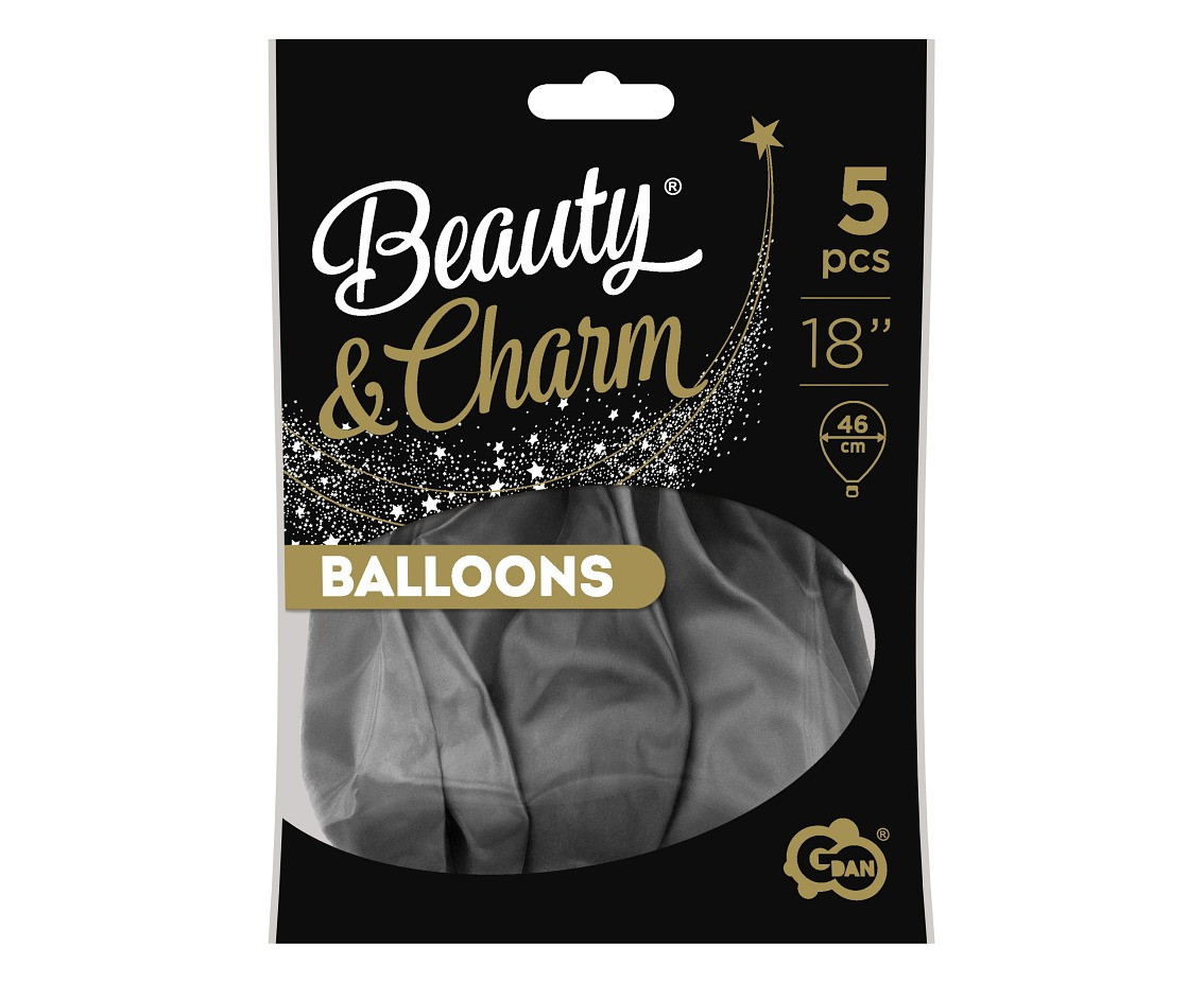 Balloons B&C 18", platinum charcoal grey, 5pcs