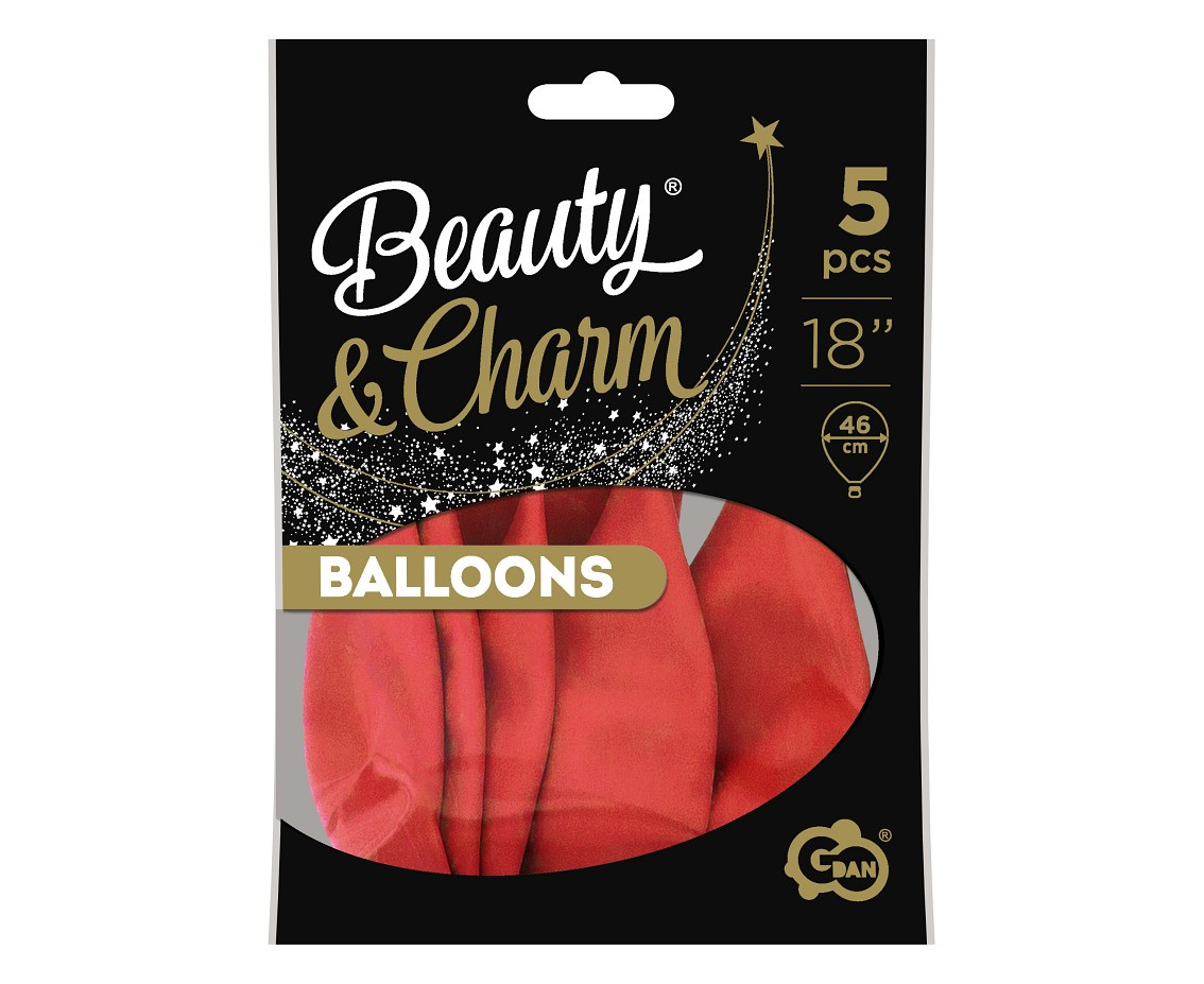 Balloons B&C 18", red pastel, 5pcs