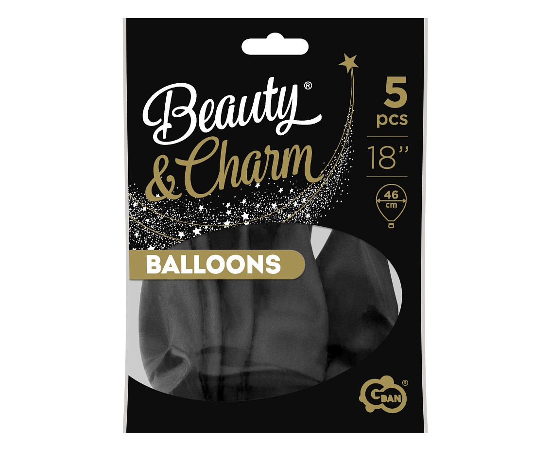 Balloons B&C 18",black pastel, 5pcs
