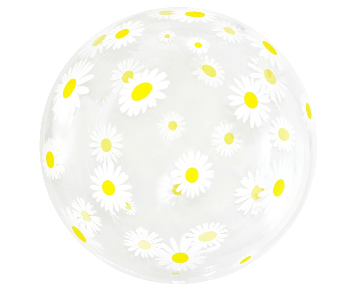 Aqua - crystal balloon, daisies, 20"