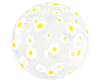 Aqua - crystal balloon, daisies, 20"