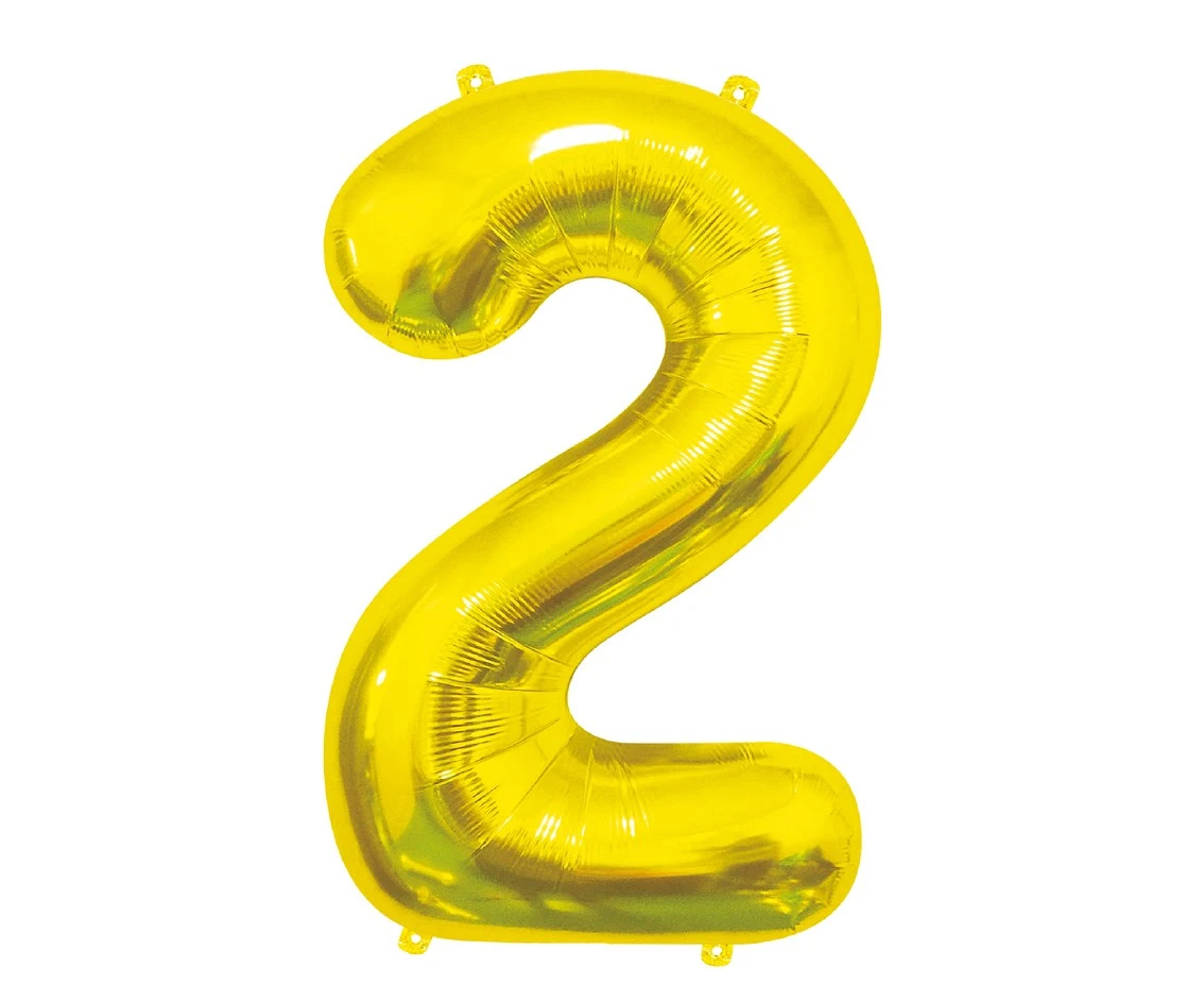 Foil Balloon B&C Number 2, Gold, 85 cm