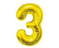 Foil Balloon B&C Number 3, Gold, 85 cm