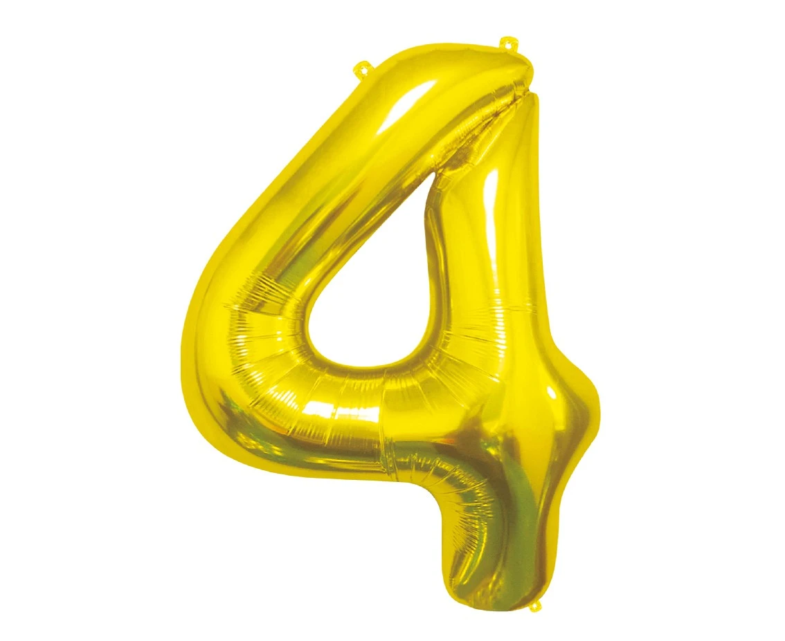 Foil Balloon B&C Number 4, Gold, 85 cm