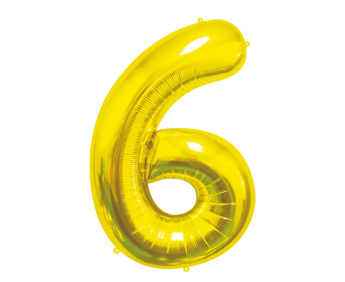 Foil Balloon B&C Number 6, Gold, 85 cm