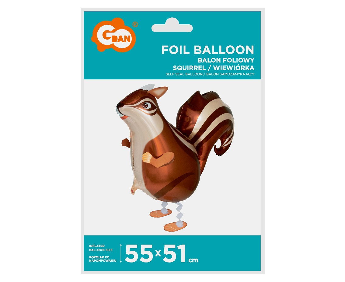 Foil balloon Squirrel, 55 x 51 cm, walking balloon EOL