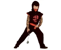 Ninja-Red Dragon role-play set for kids (shirt, pants, belt, hood, mask), size 130/140 cm