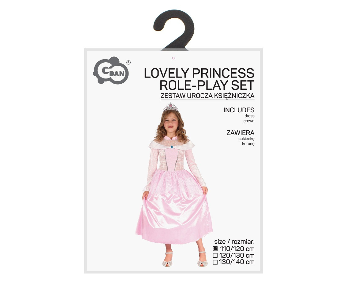 Lovely Princess role-play set for kids (dress, crown), size 110/120 cm