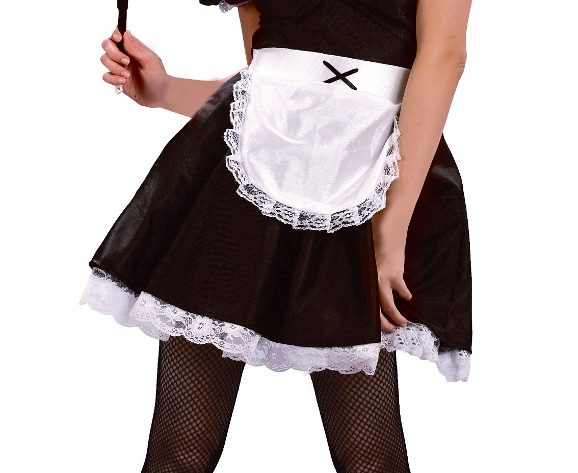 French Maid role-play set for adult (headpiece, dress, choker, apron), size M