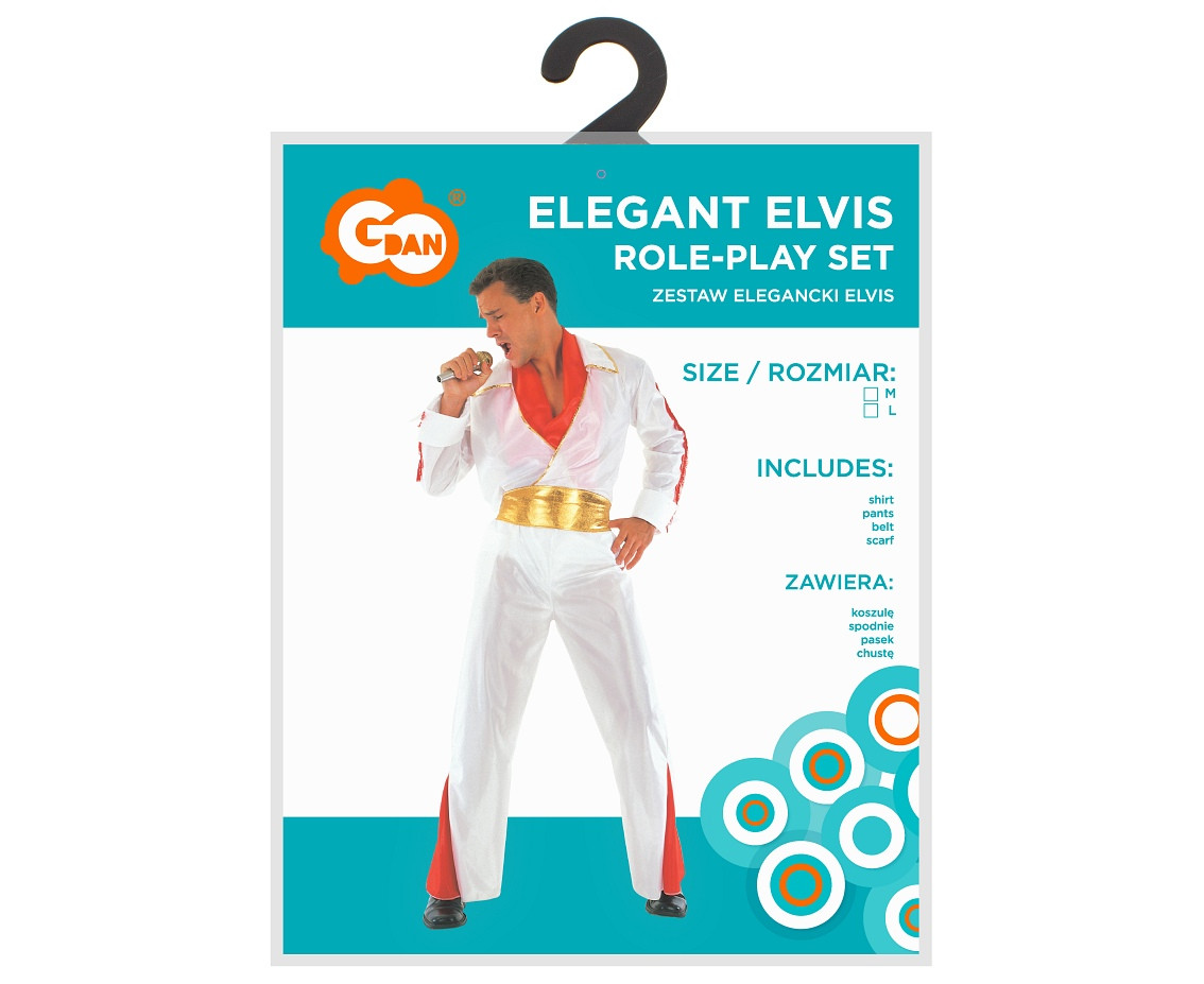 Elegant Elvis role-play set for adult  (shirt, pants, belt, scarf), size L
