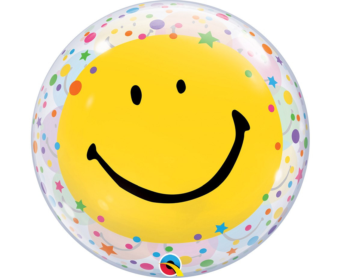 Foil balloon 22" QL Bubble single "Get Well Soon-Smile Faces" EOL