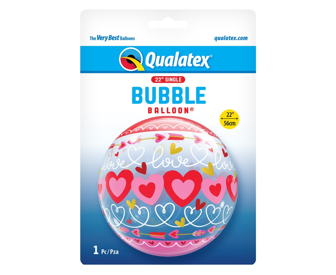 Foil balloon 22" QL Bubble single "Love - Connected Hearts" EOL