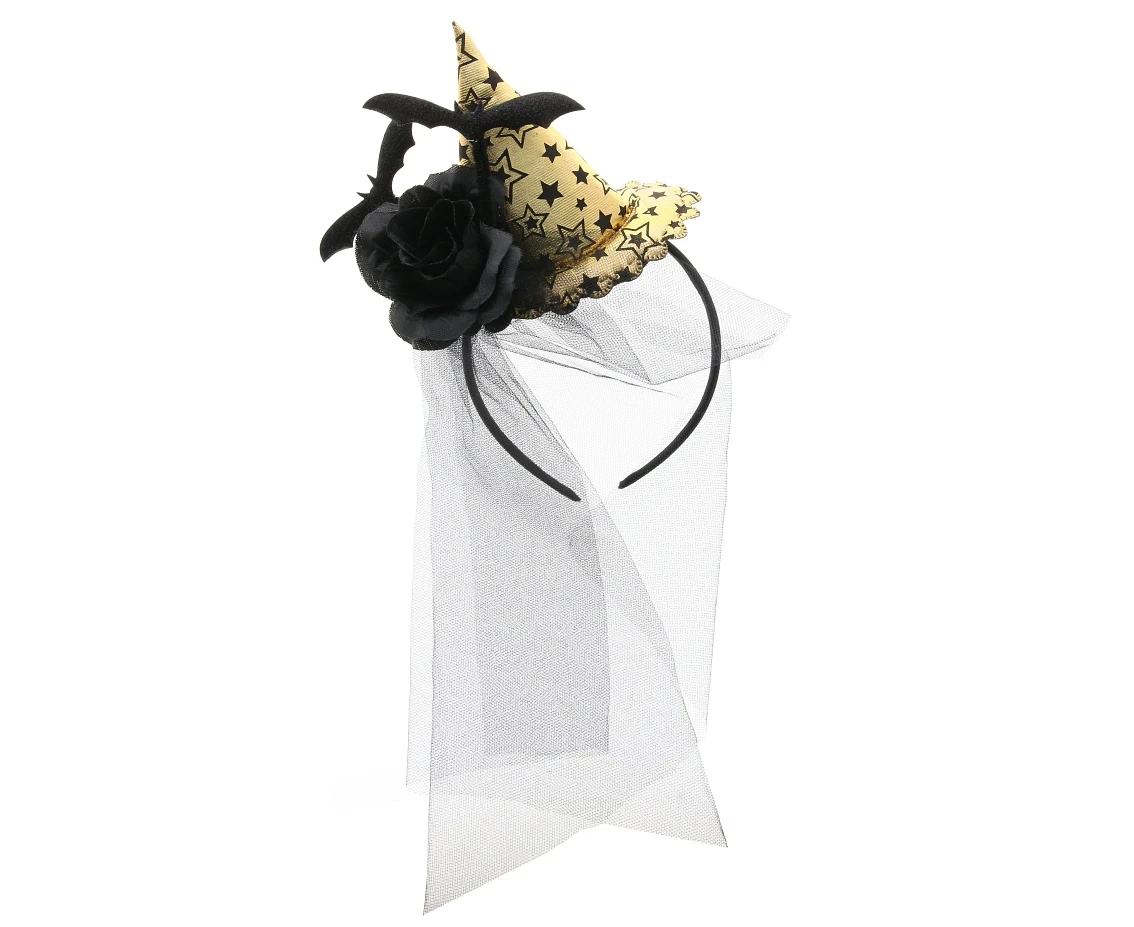 Hat with veil headband, gold EOL
