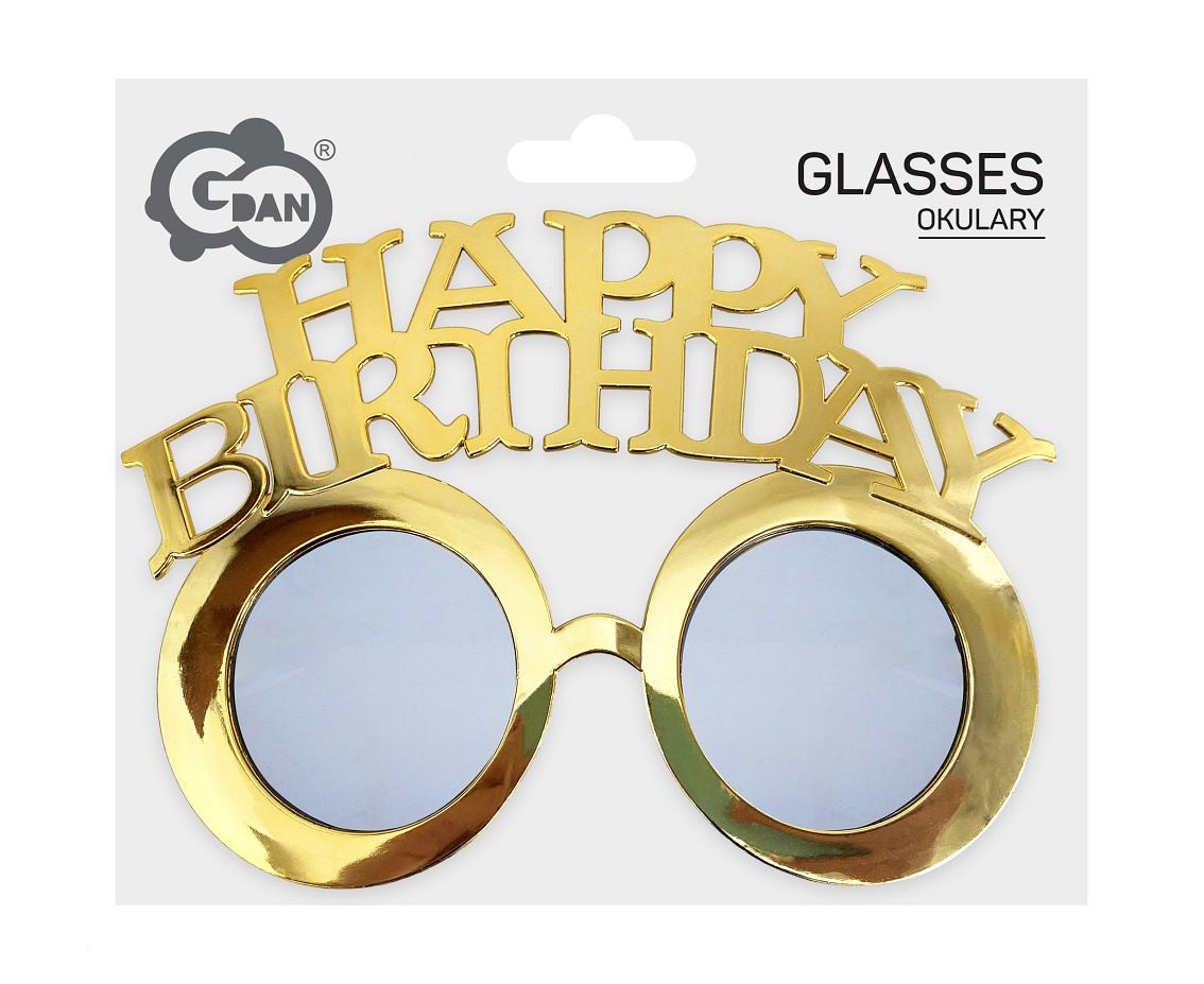 Happy Birthday Glasses, gold